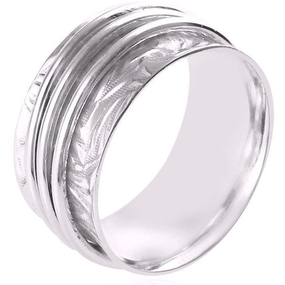 SHOP LC UNISEX Stress Relieving Boho Spinner Ring 925 Sterling Silver NEW - Picture 3 of 6